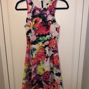 AQUA Sleeveless Floral-Print Dress